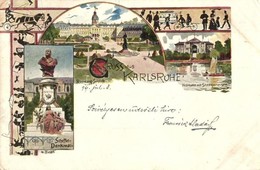 * T2/T3 1899 Karlsruhe, Residenz Schloss, Festhalle Mit Stadtgartensee, Scheffel Denkmal / Castle, Garden, Festival Hall - Non Classés