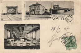 T3 Kehl, Hotel Zur Blume V. Georg Held / Hotel, Bridge, Dining Room, Interior, Floral TCV Card (kis Szakadás / Small Tea - Non Classificati