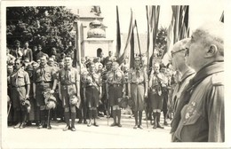 * T2 Cserkészek Csoportképe, Gróf Teleki Pál Miniszterelnökkel / Hungarian Boy Scouts And The Prime Minister. Photo - Non Classés