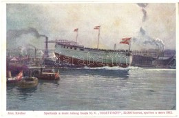2 Db Régi Művészi Gőzhajó Motívumlap: Tegetthoff, Nippon / 2 Pre-1945 Steamship Motive Art Postcards With Alex Kircher S - Zonder Classificatie