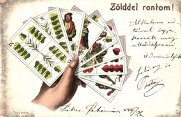 * T2/T3 1899 Zölddel Rontom! Magyar Kártyás Képeslap. Ferenczi B. Kiadása / Hungarian Cards, Litho (Rb) - Non Classés