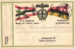 T2/T3 1917 Első Világháborús Tábori Posta Képeslap, A Központi Hatalmak Zászlóival / WWI Austro-Hungarian K.u.K. Militar - Unclassified