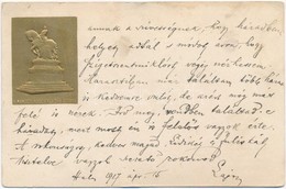 T2/T3 Nemzeti Áldozatkészség Szobor Segélylap / Hungarian Charity Card, Golden Emb. (EK) - Non Classés