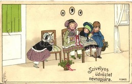 T3/T4 Névnapi üdvözlet / Name Day, Children, M.M. No. 1394. Litho S: Pauli Ebner (fa) - Non Classificati