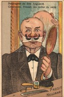 ** T4 New Year, Gentleman, Mustache, Humour, Litho (b) - Unclassified