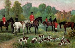 T2/T3 Hunters On Horses, Hunting Dogs, Litho (EK) - Sin Clasificación