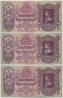 1930. 100P (3x) Sorszámkövetők, Csillagos Sorozatszám, Alacsony 'E073 000220 - E073 000222' Sorszámmal T:II - Sin Clasificación