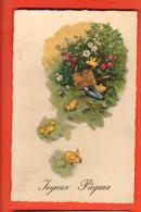 GAPA-08 Joyeuses Pâques Poussins Et Buisson De Fleurs. Circulé 1928 - Ostern