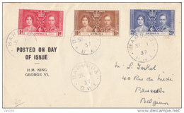KING GEORGE VI AND QUEEN ELISABETH CORONATION, STAMPS ON COVER, 1937, ANTIGUA - 1858-1960 Crown Colony