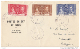 KING GEORGE VI AND QUEEN ELISABETH CORONATION, STAMPS ON COVER, 1937, ANTIGUA - 1858-1960 Kronenkolonie