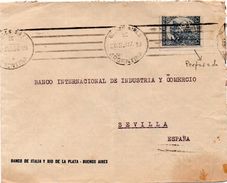 Argentina 1937 YT 375 Perfin Desplazado. Sobre Dirigido A Sevilla. - Lettres & Documents