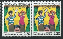 [17] Variété : N° 2506 La Communication Impression Doublée + Normal  ** - Unused Stamps