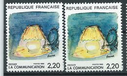 [17] Variété : N° 2504 La Communication Fond Bleu Au Lieu De Vert-bleu + Normal  ** - Unused Stamps