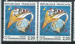 [17] Variété : N° 2503 La Communication Impression Doublée + Normal  ** - Unused Stamps