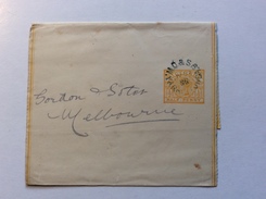 Victoria Postal Stationery Wrapper „M.O & S.B YARRAWONGA“ 1896> Melbourne (Australia Cover Lettre Australie Entier - Briefe U. Dokumente