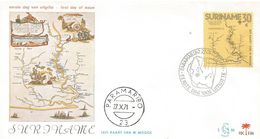 Surinam Suriname 1971 Paramaribo Cartography Map Van Mogge 1671 FDC Cover - Géographie