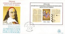 Netherlands  Antilles 1982 Curacao Peter Stuyvesant Diplomatic Relations With USA Flag FDC Cover - Independecia USA