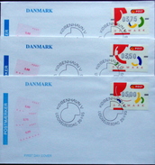 Denmark  1995 ATM Franking Labels Minr.2-4 FDC ( Lot 574 ) - Machine Labels [ATM]