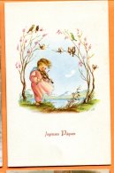 NOV258, Joyeuses Pâques, Enfant, Violon, Oiseau, Bird, Musique, Musik, Chant, 1032, Circulée Sous Enveloppe - Pasqua