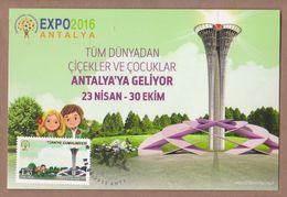 AC - TURKEY POSTAL STATIONERY - EXPO 2016 ANTALYA A GREEN LIFE FOR FUTURE GENERATIONS ANTALYA, 23 APRIL 2016 - Ganzsachen