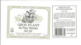 Etiquette De Vin De FRANCE " GROS PLANT Du Pays Nantais Sur Lie - Vignerons De La Noelle " - Sailboats & Sailing Vessels