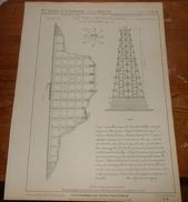 Plan De La Grande Charpente En Tôle De La Gare De Saint Germain à Paris. 1855. - Travaux Publics