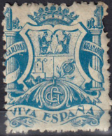 VIVA ESPAÑA GRANADA CARIDAD,SELLO VIÑETA 5 CÉNTIMOS VIVA ESPAÑA.-AZUL - Kriegssteuermarken