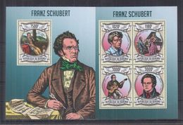 BURUNDI 2013 - Compositeurs, Musique, Franz Schubert - Feuillet 4 Val + BF Neufs // Mnh // CV 36.00 Euros - Unused Stamps