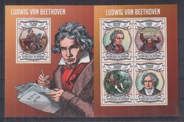 BURUNDI 2013 - Compositeurs, Musique, Ludwig Van Beethoven - Feuillet 4 Val + BF Neufs // Mnh // CV 36.00 Euros - Ungebraucht