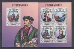 BURUNDI 2013 - Compositeurs, Musique, Richard Wagner - Feuillet 4 Val + BF Neufs // Mnh // CV 36.00 Euros - Unused Stamps