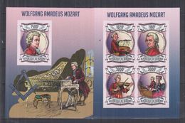 BURUNDI 2013 - Compositeurs, Musique, Wolfgang Amadeus Mozart - Feuillet 4 Val + BF ND Neufs / Mnh Imp / CV 71.00 Euros - Unused Stamps