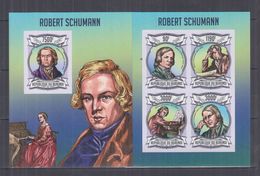 BURUNDI 2013 - Compositeurs, Musique, Robert Schumann - Feuillet 4 Val + BF ND Neufs // Mnh Imp // CV 71.00 Euros - Neufs