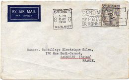 AUSTRALIA 1950 - AIR COVER With 1/6 Mercury And Globe, From Sydney To Bagnolet, France. - Briefe U. Dokumente