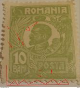 Stamps Errors ROMANIA 1922-24,KING FERDINAND, 10 BANIWITH  ERRORS BROKEN FRZME AT 10 BANI. AND NO HAVE LINES DOWN FRAME - Variétés Et Curiosités