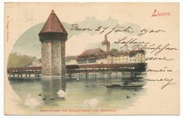CPA - SUISSE - LUCERNE (Luzern) - Kappelbrücke Mit Wasserthurm Und Rathaus - Lucerna