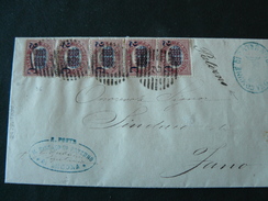 1880 LETTER + 5 POSTAGESTAMPS OF "SERVICE"OF 2cent.on 10cent.HIGH VALUE.//.ALTO VALORE DI 5 BOLLI DI SERVIZIO 2c.su 10 - Oficiales