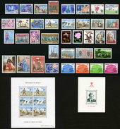 MONACO - ANNEE COMPLETE 1979 - YT 1175 à 1208 + PREO 62 à 65  + BF 16 Et 17 -  37 TIMBRES NEUFS ** + 2 BLOCS NEUFS ** - Full Years