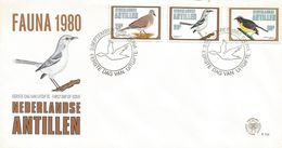 Netherlands Antilles 1980 Curacao Dove Pigeon Leptotila Verreauxi Mockingbird Mimus Gilvus Coereba Flaveola FDC Cover - Palomas, Tórtolas