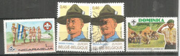 Lord Baden-Powell, Nicaragua & Dominica Jamboree. 4 Timbres Neufs ** Et Oblitéré - Gebraucht