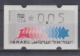 ISRAEL 1988 KLUSSENDORF ATM 0.05 SHEKELS 2 DIFFERENT KINDS OF PAPER NUMBER 034 - Vignettes D'affranchissement (Frama)