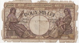 ROUMANIE  DOUA MIL LEI   23 MARTIE 1943            "" ATTENTION DANS L'ETAT "" - Roemenië