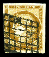 O N°1, 10c Bistre-jaune, Obl Lourde. TB   Qualité: O   Cote: 355 Euros - 1849-1850 Cérès
