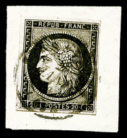 O N°3, 20c Noir Sur Jaune Obl Càd Du 2 Janvier 1849 Sur Petit Fragment, TB (signé Brun/certificat)   Qualité: O   Cote:  - 1849-1850 Cérès