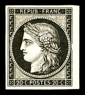 * N°3f, 20c Noir Sur Jaune Impression De 1862 Bdf, Pelurage.   Qualité: *   Cote: 500 Euros - 1849-1850 Ceres