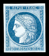 * N°8b, Non émis, 20c Bleu Sur Azuré, Quatre Belles Marges, Frais Et Très Beau (certificat)    Qualité: *   Cote: 3800 E - 1849-1850 Cérès