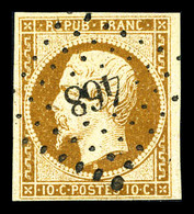 O N°9a, 10c Bistre-brun Obl PC, TB (signé Calves/certificat)   Qualité: O   Cote: 950 Euros - 1852 Louis-Napoléon