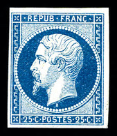 ** N°10, 25c Bleu, Quatre Belles Marges, Fraîcheur Postale .SUPERBE. R.R. (signé Brun/certificat)   Qualité: ** - 1852 Louis-Napoléon