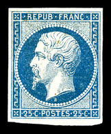 ** N°10, 25c Bleu, Pli Mais Très Belle Présentation. (certificat)   Qualité: **   Cote: 5500 Euros - 1852 Louis-Napoléon