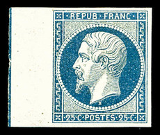 ** N°10b, 25c Bleu Bord De Feuille Avec Filet D'encadrement, SUPERBE. R.R.R (signé Calves/certificat)   Qualité: ** - 1852 Louis-Napoléon