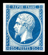 * N°10c, 25c Bleu, Impression De 1862, Frais. TB (certificat)   Qualité: *   Cote: 600 Euros - 1852 Luis-Napoléon
